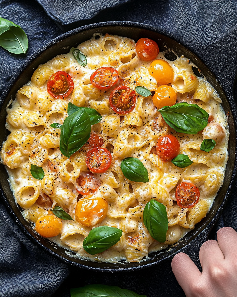 Pasta med gratinerad fetaost och tomat – krämig vardagslyx
