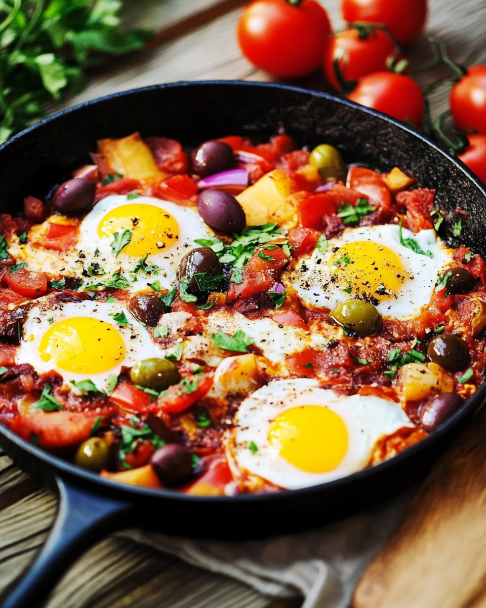 Ratatouille med bönor och knäckta ägg – enpannerätt med smak